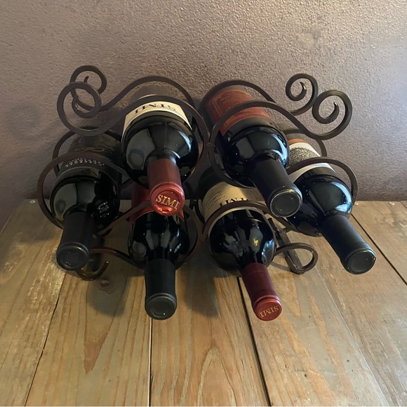 Kitchen 6 Bottle Scroll Black Wrought Iron Wine Rack Poshmark